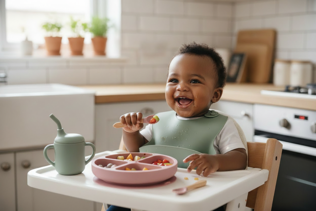 Baby with Green Bowl
